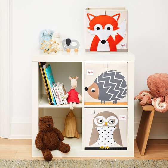 3 Sprouts Storage box - 33 x 33 cm - owl