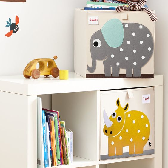 3 Sprouts Aufbewahrungsbox - 33 x 33 cm - Nashorn