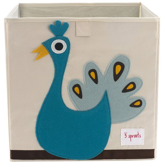 3 Sprouts Aufbewahrungsbox - 33 x 33 cm - Pfau