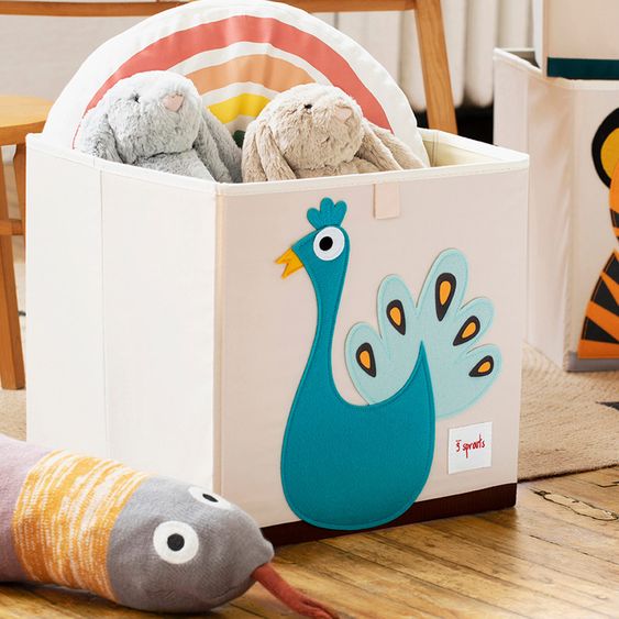 3 Sprouts Aufbewahrungsbox - 33 x 33 cm - Pfau