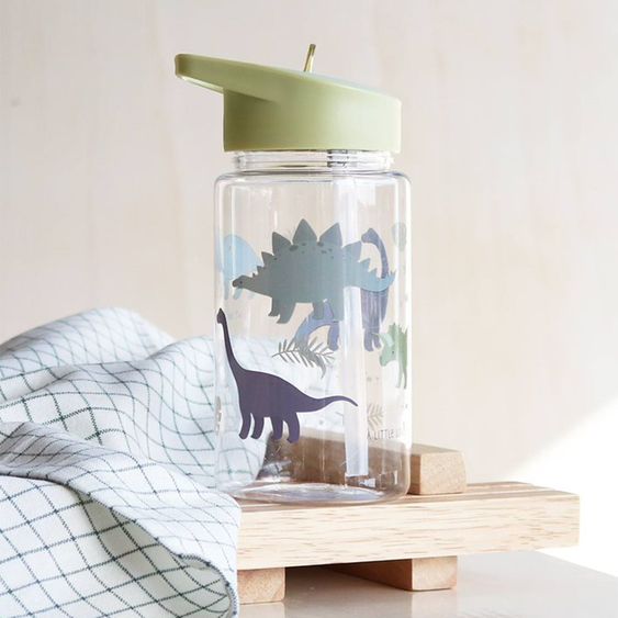 A Little Lovely Company Drinking bottle with straw - Dinosaur