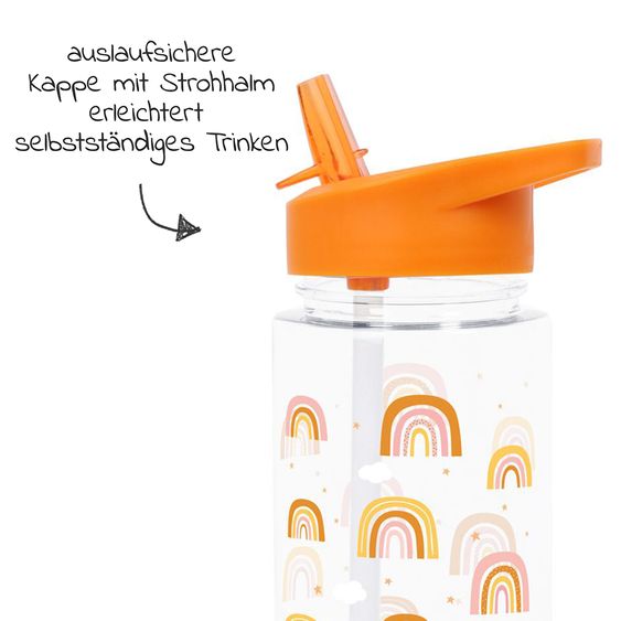 A Little Lovely Company Drinking bottle with straw - rainbow