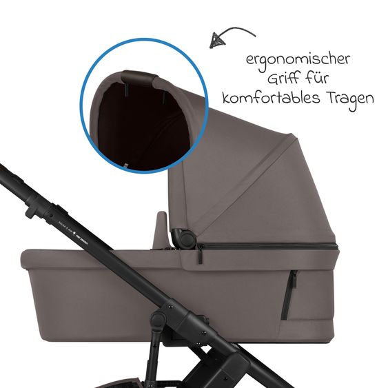 ABC Design 12-pcs Combi Stroller Set Salsa 5 Air Starter Set with Carrycot, Sports Seat, Adapter, Urban Changing Bag, Footmuff, Muslin Cloths, Magnet Clip, Blanket, Rain Cover & Mosquito Net - Marron