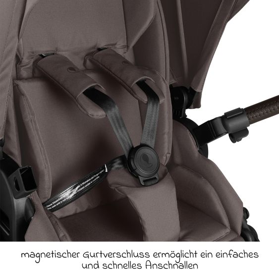 ABC Design 12-pcs Combi Stroller Set Salsa 5 Air Starter Set with Carrycot, Sports Seat, Adapter, Urban Changing Bag, Footmuff, Muslin Cloths, Magnet Clip, Blanket, Rain Cover & Mosquito Net - Marron