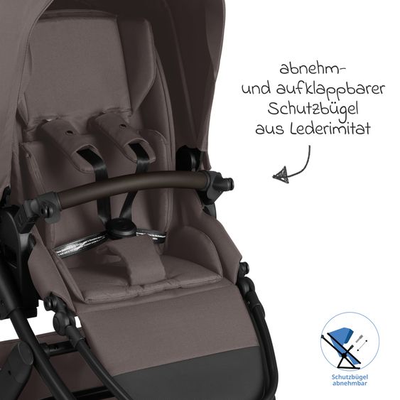 ABC Design 12-pcs Combi Stroller Set Salsa 5 Air Starter Set with Carrycot, Sports Seat, Adapter, Urban Changing Bag, Footmuff, Muslin Cloths, Magnet Clip, Blanket, Rain Cover & Mosquito Net - Marron