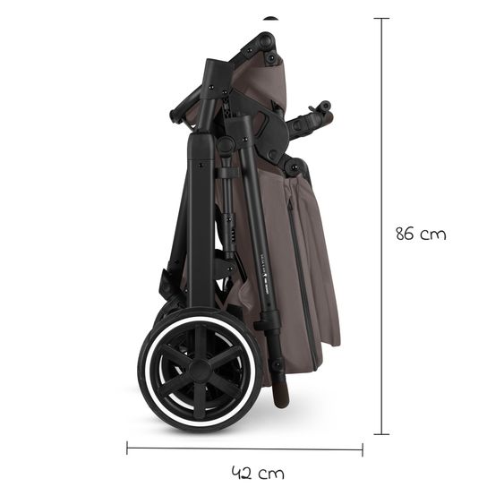 ABC Design 12-pcs Combi Stroller Set Salsa 5 Air Starter Set with Carrycot, Sports Seat, Adapter, Urban Changing Bag, Footmuff, Muslin Cloths, Magnet Clip, Blanket, Rain Cover & Mosquito Net - Marron