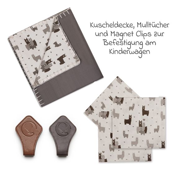 ABC Design 12-pcs Combi Stroller Set Salsa 5 Air Starter Set with Carrycot, Sports Seat, Adapter, Urban Changing Bag, Footmuff, Muslin Cloths, Magnet Clip, Blanket, Rain Cover & Mosquito Net - Marron