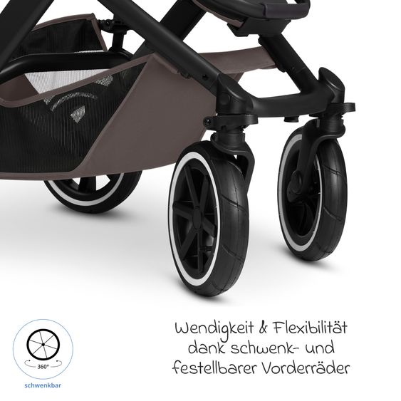 ABC Design Set passeggino 13 pz. Salsa 5 Air Starter Set con Seggiolino auto per neonati, Navicella, Seggiolino Sportivo, Adattatore, Borsa fasciatoio, Sacco coprigambe, Clip magnetica, Coperta, Protezione pioggia & Zanzariera - Marrone