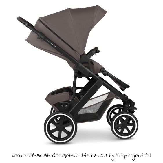 ABC Design 13-tlg. Kinderwagen-Set Salsa 5 Air Starter Set mit Babyschale, Babywanne, Sportsitz, Adapter, Wickeltasche, Fußsack, Magnetclip, Decke, Regenschutz & Moskitonetz - Marron