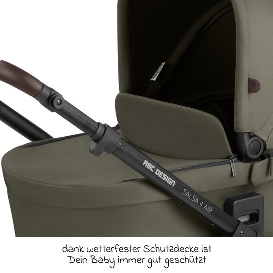 ABC Design Set passeggino combinato 13 pz. Salsa 4 Air Starter Set incl. Navicella, Seggiolino Sportivo, Tulip, Adattatore, Borsa Fasciatoio Urban, Sacco Coprigambe, Bavaglini, Clip Magnetica, Coperta, Copertura Pioggia & Zanzariera - Pure Edition - Wheat