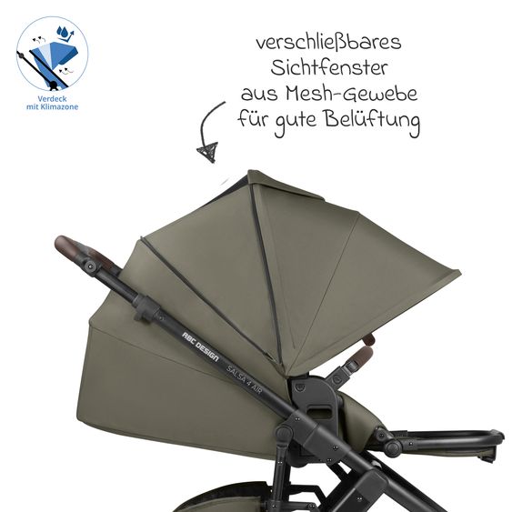 ABC Design Set passeggino combinato 13 pz. Salsa 4 Air Starter Set incl. Navicella, Seggiolino Sportivo, Tulip, Adattatore, Borsa Fasciatoio Urban, Sacco Coprigambe, Bavaglini, Clip Magnetica, Coperta, Copertura Pioggia & Zanzariera - Pure Edition - Wheat