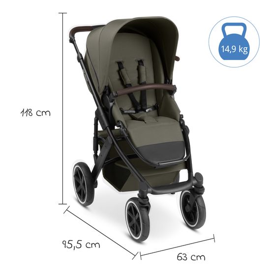 ABC Design Set passeggino combinato 13 pz. Salsa 4 Air Starter Set incl. Navicella, Seggiolino Sportivo, Tulip, Adattatore, Borsa Fasciatoio Urban, Sacco Coprigambe, Bavaglini, Clip Magnetica, Coperta, Copertura Pioggia & Zanzariera - Pure Edition - Wheat