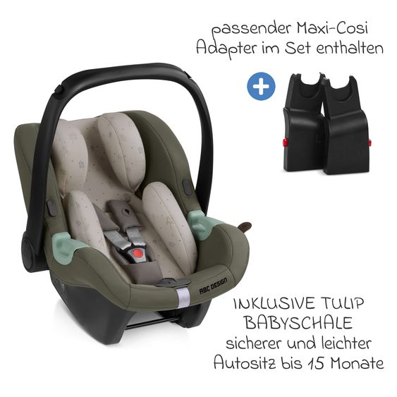 ABC Design Set passeggino combinato 13 pz. Salsa 4 Air Starter Set incl. Navicella, Seggiolino Sportivo, Tulip, Adattatore, Borsa Fasciatoio Urban, Sacco Coprigambe, Bavaglini, Clip Magnetica, Coperta, Copertura Pioggia & Zanzariera - Pure Edition - Wheat