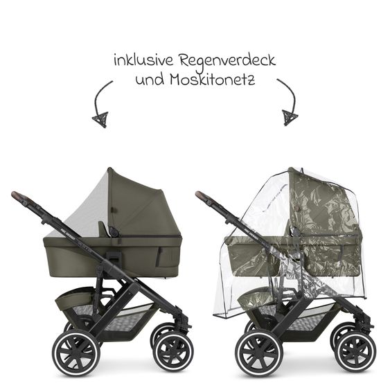 ABC Design Set passeggino combinato 13 pz. Salsa 4 Air Starter Set incl. Navicella, Seggiolino Sportivo, Tulip, Adattatore, Borsa Fasciatoio Urban, Sacco Coprigambe, Bavaglini, Clip Magnetica, Coperta, Copertura Pioggia & Zanzariera - Pure Edition - Wheat