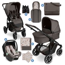 13-tlg. Kombi-Kinderwagen-Set Salsa 5 Air Starter Set inkl. Babywanne, Sportsitz, Tulip, Adapter, Wickeltasche Urban, Fußsack, Spucktücher, Magnetcilp, Decke, Regenschutz & Moskitonetz - Pure - Teddy