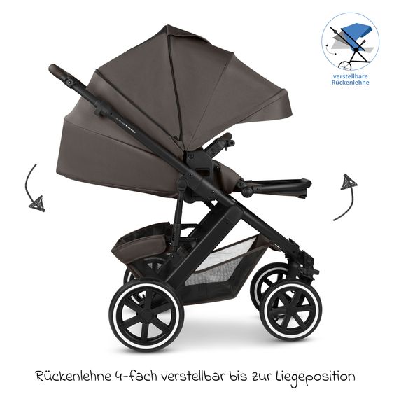 ABC Design 13-tlg. Kombi-Kinderwagen-Set Salsa 5 Air Starter Set inkl. Babywanne, Sportsitz, Tulip, Adapter, Wickeltasche Urban, Fußsack, Spucktücher, Magnetcilp, Decke, Regenschutz & Moskitonetz - Pure - Teddy