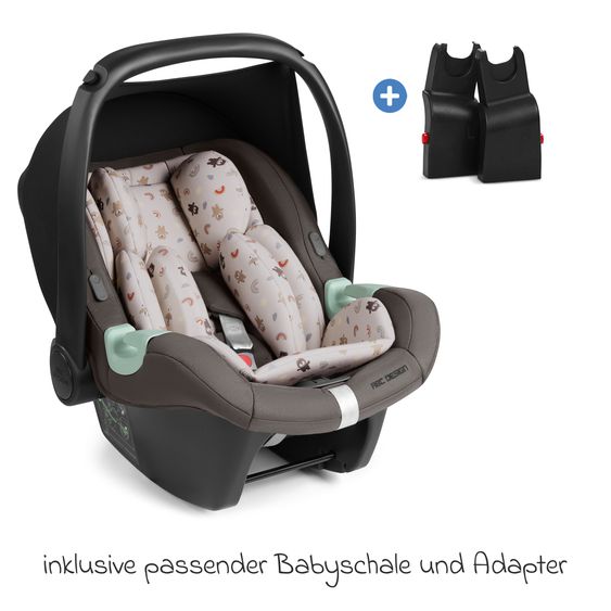 ABC Design 13-tlg. Kombi-Kinderwagen-Set Salsa 5 Air Starter Set inkl. Babywanne, Sportsitz, Tulip, Adapter, Wickeltasche Urban, Fußsack, Spucktücher, Magnetcilp, Decke, Regenschutz & Moskitonetz - Pure - Teddy