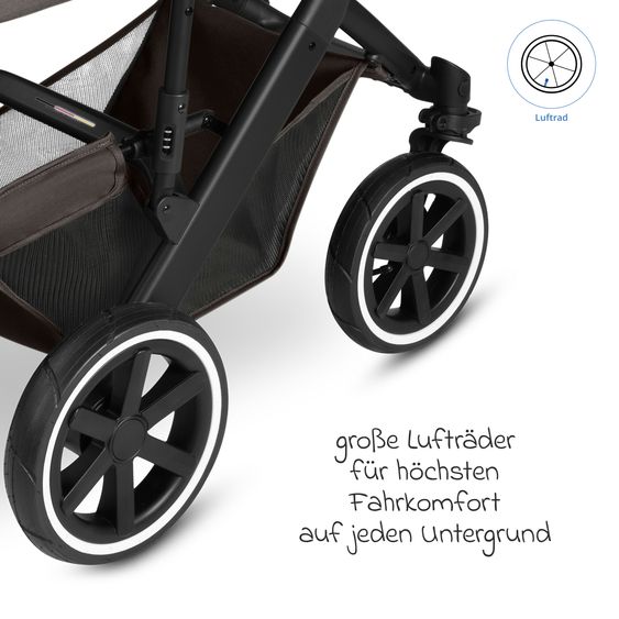 ABC Design 13-tlg. Kombi-Kinderwagen-Set Salsa 5 Air Starter Set inkl. Babywanne, Sportsitz, Tulip, Adapter, Wickeltasche Urban, Fußsack, Spucktücher, Magnetcilp, Decke, Regenschutz & Moskitonetz - Pure - Teddy