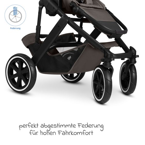 ABC Design 13-tlg. Kombi-Kinderwagen-Set Salsa 5 Air Starter Set inkl. Babywanne, Sportsitz, Tulip, Adapter, Wickeltasche Urban, Fußsack, Spucktücher, Magnetcilp, Decke, Regenschutz & Moskitonetz - Pure - Teddy