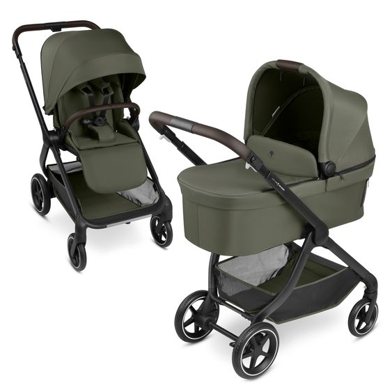 ABC Design 2in1 Kombi-Kinderwagen City Life bis 22 kg belastbar mit Babywanne,  wendbarer Sitzeinheit, Teleskopschiebr, Liegeposition, Adapter & Einkaufskorb für 10 kg - Avocado
