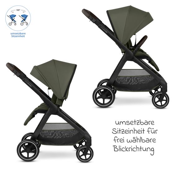 ABC Design 2in1 Kombi-Kinderwagen City Life bis 22 kg belastbar mit Babywanne,  wendbarer Sitzeinheit, Teleskopschiebr, Liegeposition, Adapter & Einkaufskorb für 10 kg - Avocado