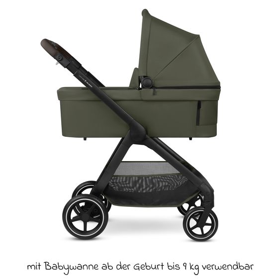 ABC Design 2in1 Kombi-Kinderwagen City Life bis 22 kg belastbar mit Babywanne,  wendbarer Sitzeinheit, Teleskopschiebr, Liegeposition, Adapter & Einkaufskorb für 10 kg - Avocado