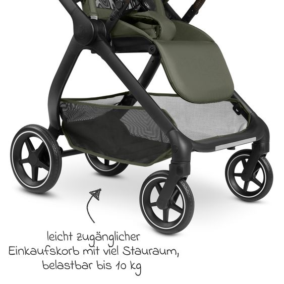 ABC Design 2in1 Kombi-Kinderwagen City Life bis 22 kg belastbar mit Babywanne,  wendbarer Sitzeinheit, Teleskopschiebr, Liegeposition, Adapter & Einkaufskorb für 10 kg - Avocado