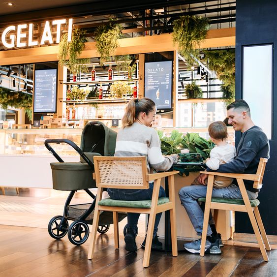 ABC Design 2in1 Kombi-Kinderwagen City Life bis 22 kg belastbar mit Babywanne,  wendbarer Sitzeinheit, Teleskopschiebr, Liegeposition, Adapter & Einkaufskorb für 10 kg - Avocado