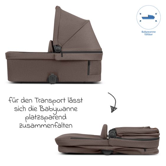 ABC Design 2in1 Kombi-Kinderwagen City Life bis 22 kg belastbar mit Babywanne,  wendbarer Sitzeinheit, Teleskopschiebr, Liegeposition, Adapter & Einkaufskorb für 10 kg - Nature