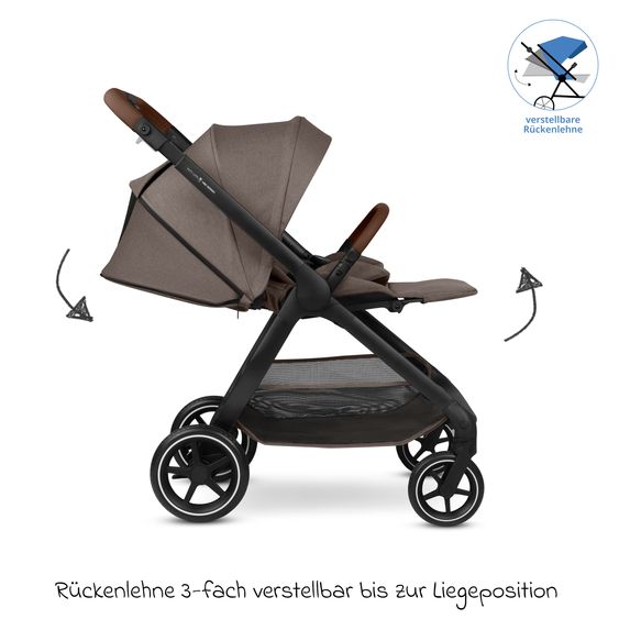 ABC Design 2in1 Kombi-Kinderwagen City Life bis 22 kg belastbar mit Babywanne,  wendbarer Sitzeinheit, Teleskopschiebr, Liegeposition, Adapter & Einkaufskorb für 10 kg - Nature