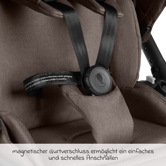 ABC Design 2in1 Kombi-Kinderwagen City Life bis 22 kg belastbar mit Babywanne,  wendbarer Sitzeinheit, Teleskopschiebr, Liegeposition, Adapter & Einkaufskorb für 10 kg - Nature