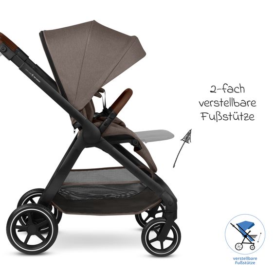 ABC Design 2in1 Kombi-Kinderwagen City Life bis 22 kg belastbar mit Babywanne,  wendbarer Sitzeinheit, Teleskopschiebr, Liegeposition, Adapter & Einkaufskorb für 10 kg - Nature