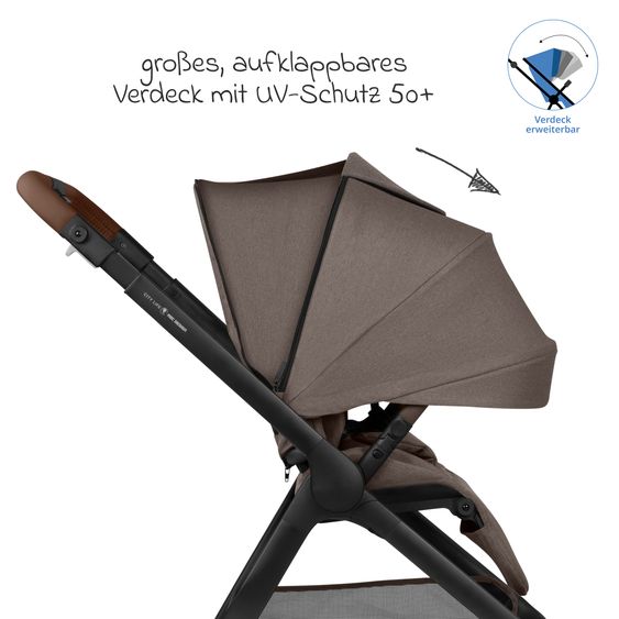 ABC Design 2in1 Kombi-Kinderwagen City Life bis 22 kg belastbar mit Babywanne,  wendbarer Sitzeinheit, Teleskopschiebr, Liegeposition, Adapter & Einkaufskorb für 10 kg - Nature