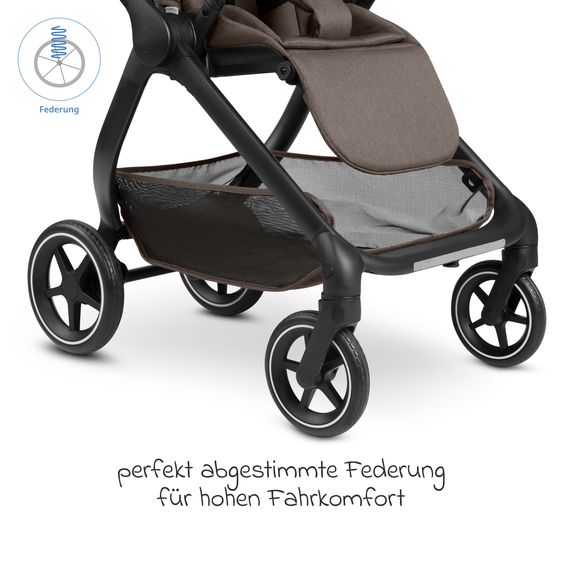 ABC Design 2in1 Kombi-Kinderwagen City Life bis 22 kg belastbar mit Babywanne,  wendbarer Sitzeinheit, Teleskopschiebr, Liegeposition, Adapter & Einkaufskorb für 10 kg - Nature