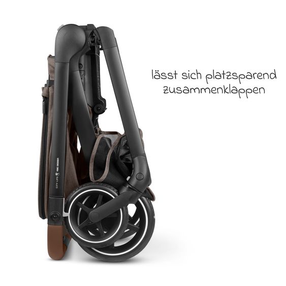 ABC Design 2in1 Kombi-Kinderwagen City Life bis 22 kg belastbar mit Babywanne,  wendbarer Sitzeinheit, Teleskopschiebr, Liegeposition, Adapter & Einkaufskorb für 10 kg - Nature