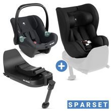 3-tlg. Kindersitz-Set mit Babyschale Tulip, Reboarder Lily & Isofix Base Root - Black