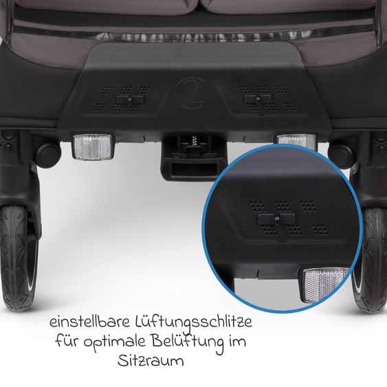 ABC Design 3in1 Bike Trailer & Stroller Tour 2 for 2 Children with Brake System, Comfort Seats, Drawbar, Coupling, Canopy with Mosquito Net, Rain & Sun Protection (up to 49 kg) - Falcon