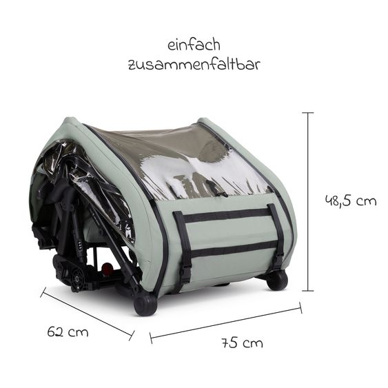 ABC Design 3in1 Bike Trailer & Stroller Tour 2 for 2 Children with Brake System, Comfort Seats, Drawbar, Coupling, Canopy with Mosquito Net, Rain & Sun Protection (up to 49 kg) - Olive