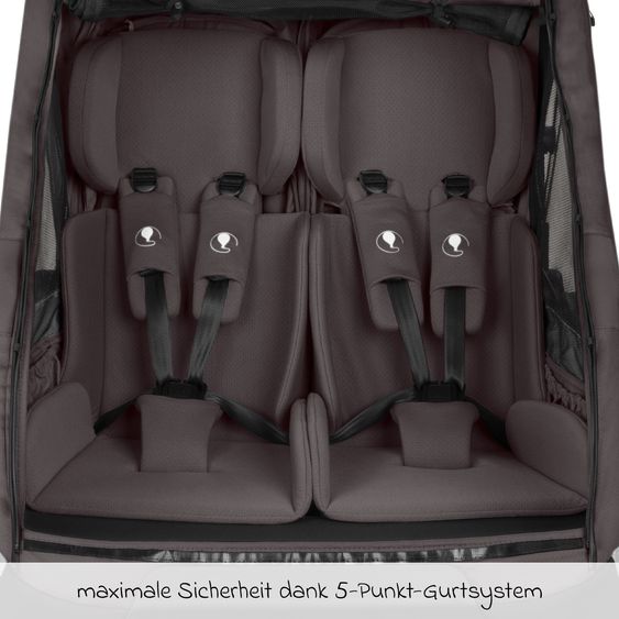 ABC Design 3in1 Rimorchio bici & Passeggino Tour 2 per 2 bambini con inserto neonato, garage pieghevole, freno, sedili, timone, giunto, zanzariera, protezione pioggia e sole (fino a 49 kg) - Falcon
