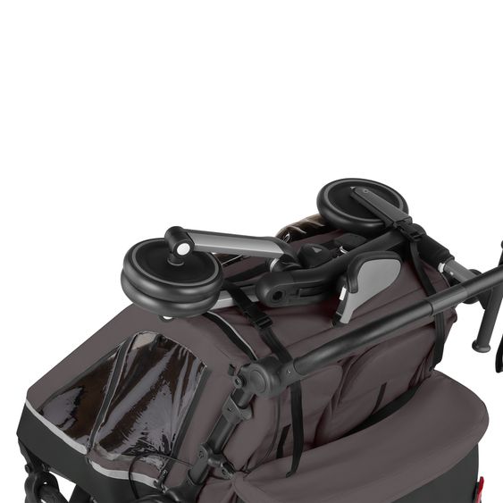 ABC Design 3in1 Rimorchio bici & Passeggino Tour 2 per 2 bambini con inserto neonato, garage pieghevole, freno, sedili, timone, giunto, zanzariera, protezione pioggia e sole (fino a 49 kg) - Falcon