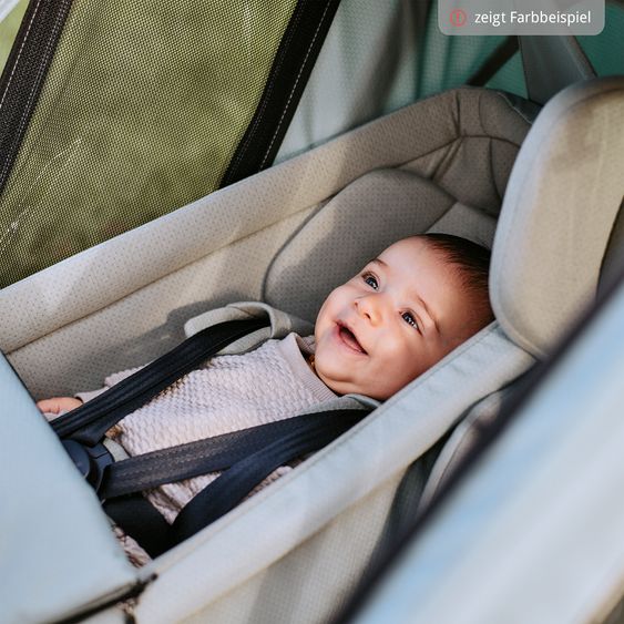 ABC Design 3in1 Rimorchio bici & Passeggino Tour 2 per 2 bambini con inserto neonato, garage pieghevole, freno, sedili, timone, giunto, zanzariera, protezione pioggia e sole (fino a 49 kg) - Falcon