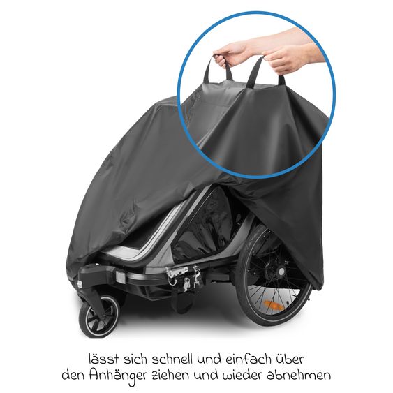 ABC Design 3in1 Bike Trailer & Stroller Tour 2 for 2 Children with Newborn Insert, Folding Garage, Brake, Seats, Drawbar, Coupling, Mosquito Net, Rain & Sun Protection (up to 49 kg) - Olive