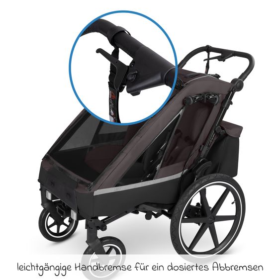 ABC Design 3in1 Bike Trailer & Stroller Tour 2 for 2 Children with Sport Kit, Brake System, Comfort Seats, Drawbar, Coupling, Hood with Mosquito Net, Rain & Sun Protection (up to 49 kg) - Falcon