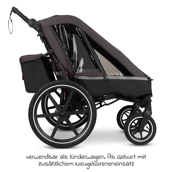 ABC Design 3in1 Bike Trailer & Stroller Tour 2 for 2 Children with Sport Kit, Brake System, Comfort Seats, Drawbar, Coupling, Hood with Mosquito Net, Rain & Sun Protection (up to 49 kg) - Falcon