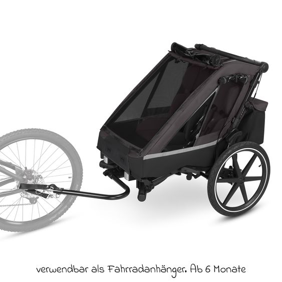 ABC Design 3in1 Bike Trailer & Stroller Tour 2 for 2 Children with Sport Kit, Brake System, Comfort Seats, Drawbar, Coupling, Hood with Mosquito Net, Rain & Sun Protection (up to 49 kg) - Falcon