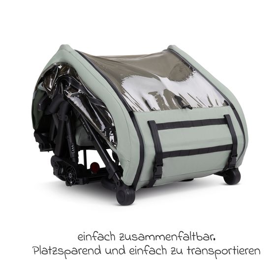 ABC Design 3in1 Fahrradanhänger & Kinderwagen Tour 2 für 2 Kinder mit Sport-Kit, Bremssystem, Komfortsitze, Deichsel, Kupplung, Verdeck mit Moskitonetz, Regen- & Sonnenschutz (bis 49 kg) - Olive