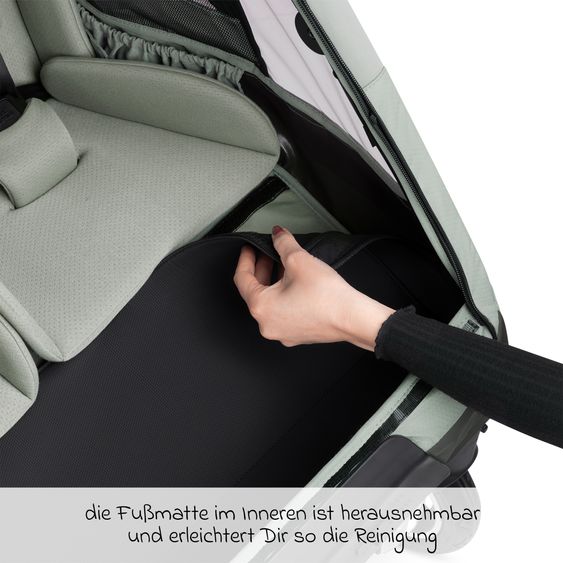 ABC Design 3in1 Fahrradanhänger und Kinderwagen Tour für 2 Kinder mit Jogger-Luftrad, Bremssystem, Komfortsitze, Verdeck mit Moskitonetz, Regenschutz & Sonnenschutz (bis 49 kg) - Olive