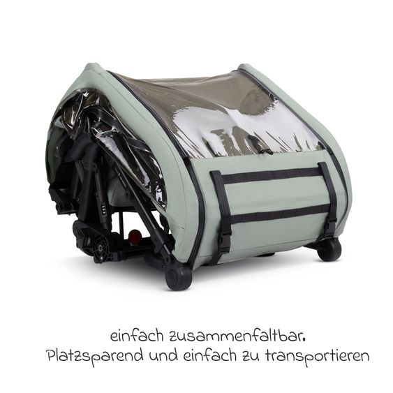 ABC Design 3in1 Fahrradanhänger und Kinderwagen Tour für 2 Kinder mit Jogger-Luftrad, Bremssystem, Komfortsitze, Verdeck mit Moskitonetz, Regenschutz & Sonnenschutz (bis 49 kg) - Olive