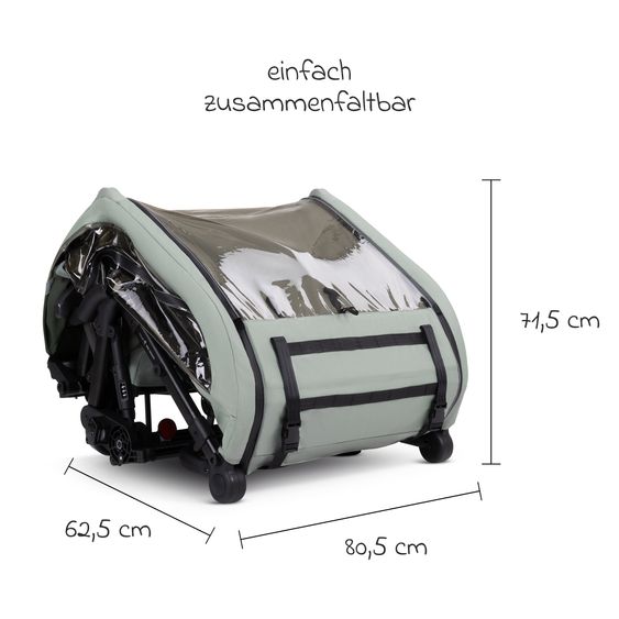 ABC Design 3in1 Fahrradanhänger und Kinderwagen Tour für 2 Kinder mit Jogger-Luftrad, Bremssystem, Komfortsitze, Verdeck mit Moskitonetz, Regenschutz & Sonnenschutz (bis 49 kg) - Olive