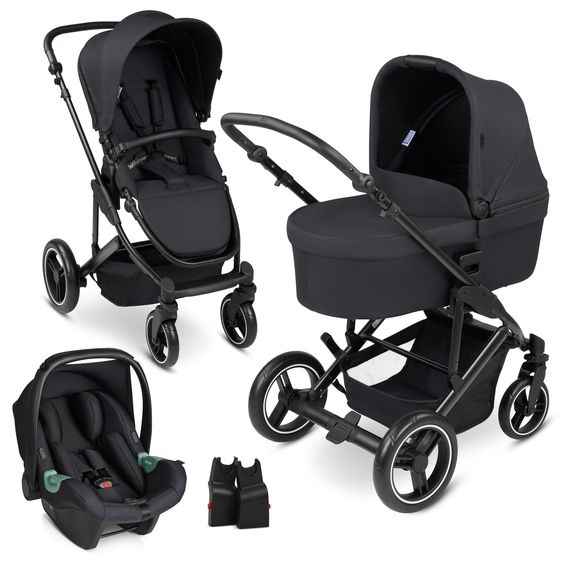 ABC Design 3in1 Kinderwagen-Set Catania 4 - Circle Edition - inkl. Babyschale Tulip, Babywanne, Sportwagen und Zubehör - Night